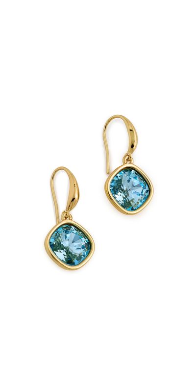 Kenneth Jay Lane Kenneth Jay Lane Square Aqua Stone Earrings Gold/Aqua One