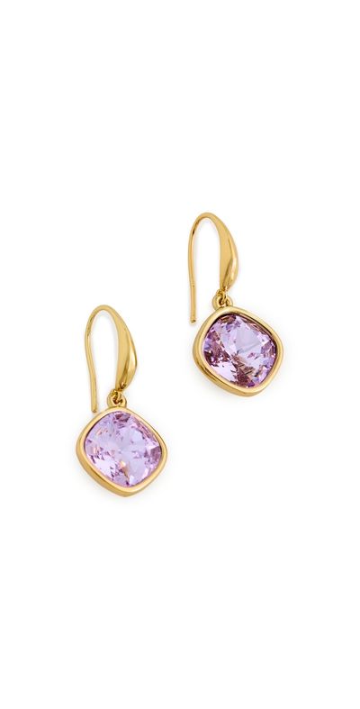 Kenneth Jay Lane Kenneth Jay Lane Square Stone Earrings Gold/Violet One
