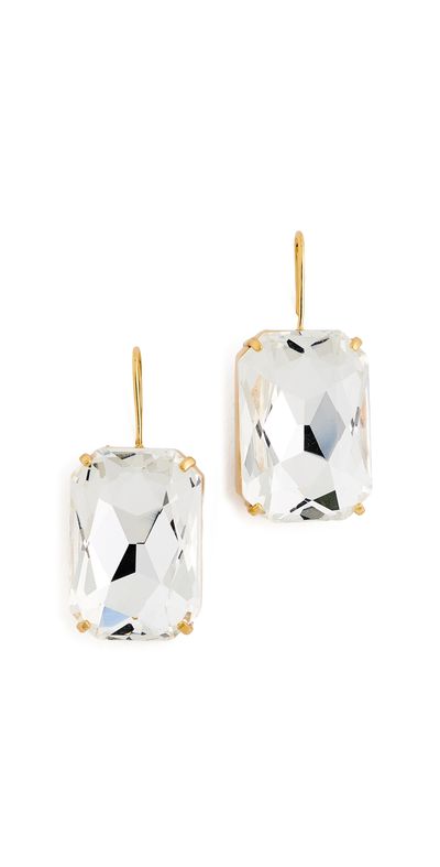Kenneth Jay Lane Kenneth Jay Lane Stone Fishhook Earrings Faceted Crystal One