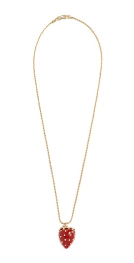 Kenneth Jay Lane Kenneth Jay Lane Strawberry Pendant Necklace Red One