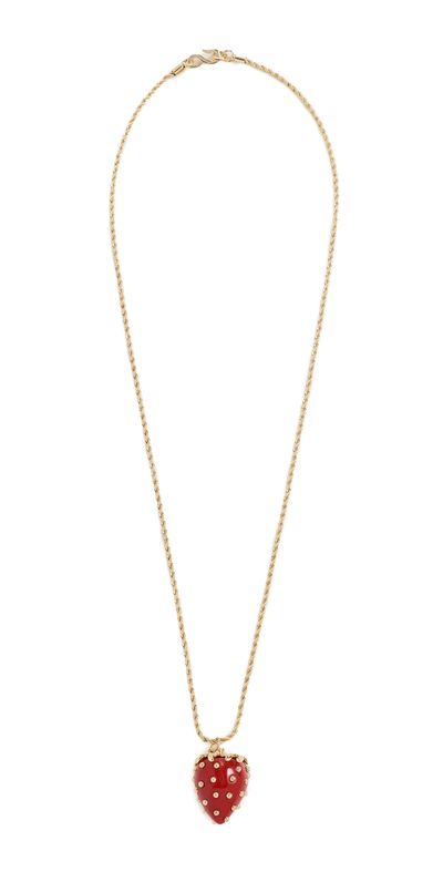 Kenneth Jay Lane Kenneth Jay Lane Strawberry Pendant Necklace Red One