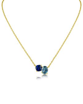 Kenneth Jay Lane Kenneth Jay Lane Tonal Blue Oval Cubic Zirconia Pendant Necklace, 16-19