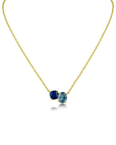 Kenneth Jay Lane Kenneth Jay Lane Tonal Blue Oval Cubic Zirconia Pendant Necklace, 16-19