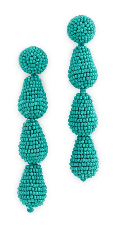 Kenneth Jay Lane Kenneth Jay Lane Turquoise Seed Bead Earrings Turquoise One