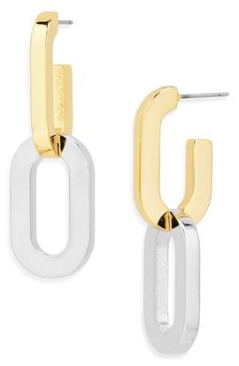 Kenneth Jay Lane Kenneth Jay Lane Two-Tone Link Drop Earrings