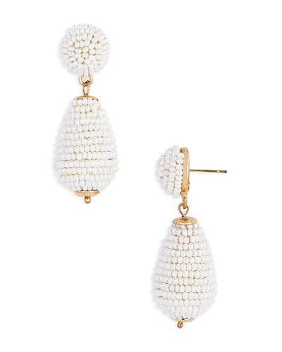 Kenneth Jay Lane Kenneth Jay Lane White Bead Drop Earrings