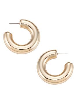 Kenneth Jay Lane Women's 14K-Gold-Plated Tube Hoop Earrings