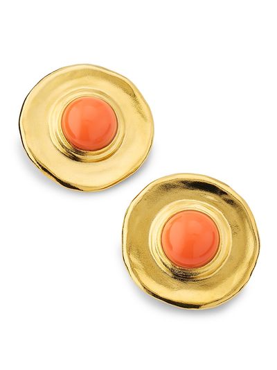 Kenneth Jay Lane Women's 22K-Gold-Plated & Resin Cabochon Button Clip-On Earrings