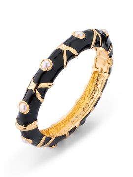 Kenneth Jay Lane Women's 22K-Gold-Plated, Enamel & Imitation Pearl Bangle