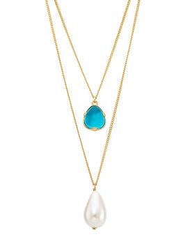 Kenneth Jay Lane Women's 22K-Gold-Plated, Resin & Imitation Pearl Double-Chain Necklace