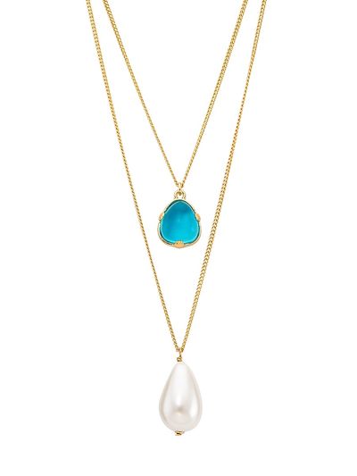 Kenneth Jay Lane Women's 22K-Gold-Plated, Resin & Imitation Pearl Double-Chain Necklace