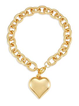 Kenneth Jay Lane Women's 22K Goldplated Heart Pendant Collar Necklace
