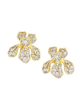 Kenneth Jay Lane Women's 22K Goldplated Iris Pavé Flower Earrings