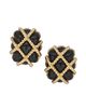 Kenneth Jay Lane Women's Black Resin Quilted Goldtone Earrings - 1