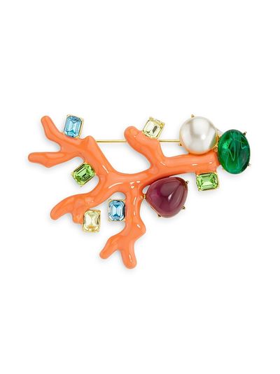 Kenneth Jay Lane Women's Coral Branch Enamel & Multi-Stone Brooch