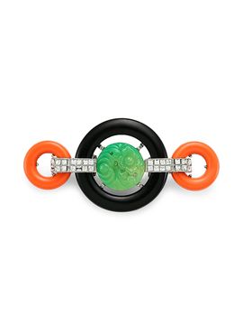 Kenneth Jay Lane Women's Crystal-Embellished Carved Deco Brooch