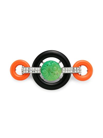 Kenneth Jay Lane Women's Crystal-Embellished Carved Deco Brooch
