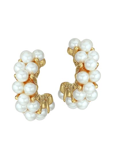 Kenneth Jay Lane Women's Faux-Pearl Cluster Hoop Earrings