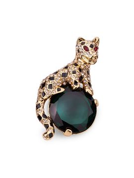 Kenneth Jay Lane Women's Goldtone & Glass Crystal Leopard Brooch
