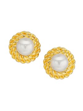 Kenneth Jay Lane Women's Goldtone Cable & Faux Pearl Clip-On Earrings