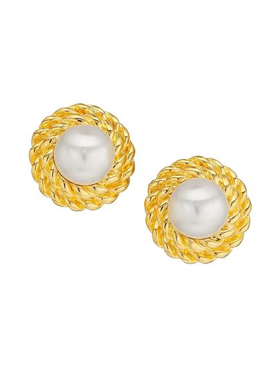 Kenneth Jay Lane Women's Goldtone Cable & Faux Pearl Clip-On Earrings