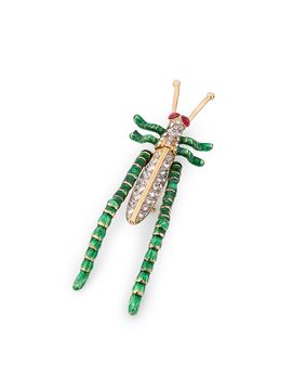 Kenneth Jay Lane Women's Goldtone, Enamel & Glass Crystal Cricket Brooch