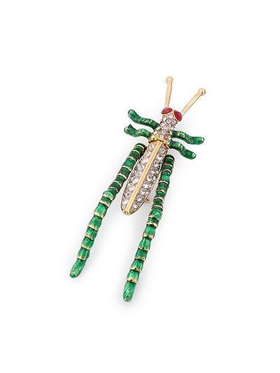 Kenneth Jay Lane Women's Goldtone, Enamel & Glass Crystal Cricket Brooch