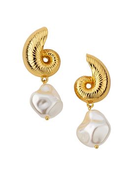 Kenneth Jay Lane Women's Seashell Pearly Goldtone & Imitation Pearl Drop Earrings