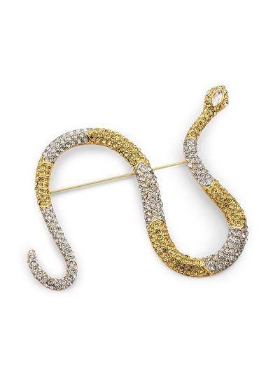 Kenneth Jay Lane Women's Two-Tone Glass Crystal Snake Brooch