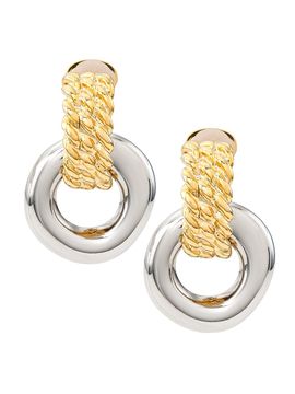 Kenneth Jay Lane Women's Two-Tone Rhodium-Plated & 22K Gold-Plated Doorknocker Earrings