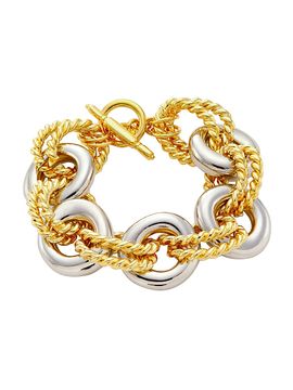 Kenneth Jay Lane Women's Two-Tone Rhodium-Plated & 22K Gold-Plated Link Bracelet/8.5"