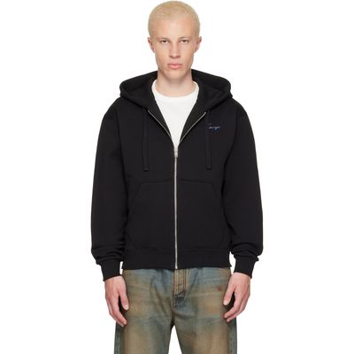 Kenzo Kenzo Black Kenzo Paris 'KENZO Signature' Embroidered Zip Hoodie