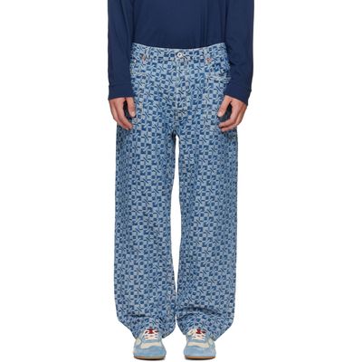 Kenzo Kenzo Blue Kenzo Paris 'Kenzogram' Cargo Monkey Fit Jeans