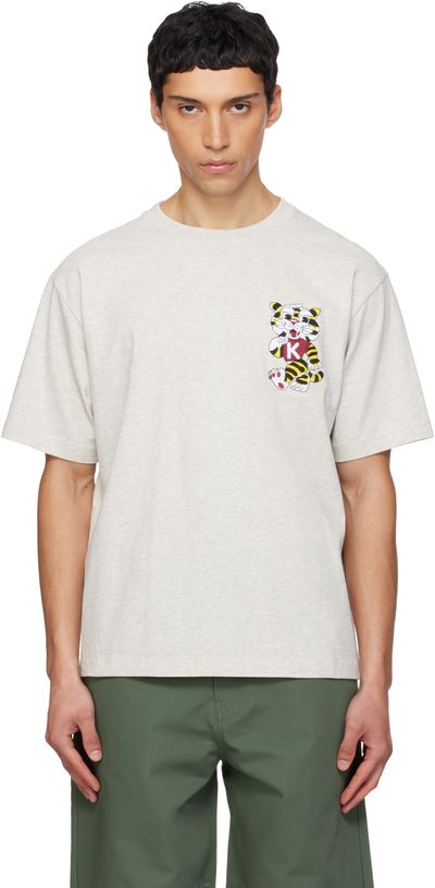 Kenzo Kenzo Gray Kenzo Paris 'KENZO Wild Tiger' Embroidered Oversized T-shirt
