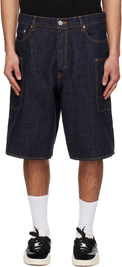 Kenzo Kenzo Navy Kenzo Paris Cargo Monkey Fit Denim Shorts