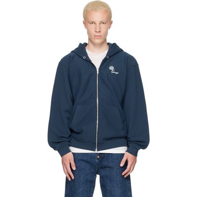 Kenzo Kenzo Navy Kenzo Paris 'KENZO Tulip' Embroidered Zip Up Hoodie