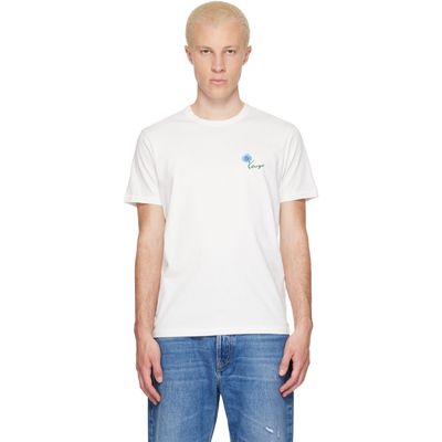 Kenzo Kenzo White Kenzo Paris 'KENZO Tulip' Embroidered Slim T-shirt