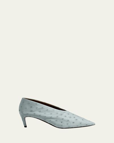 Khaite 50mm Miriam Ostrich-Effect Leather Pumps