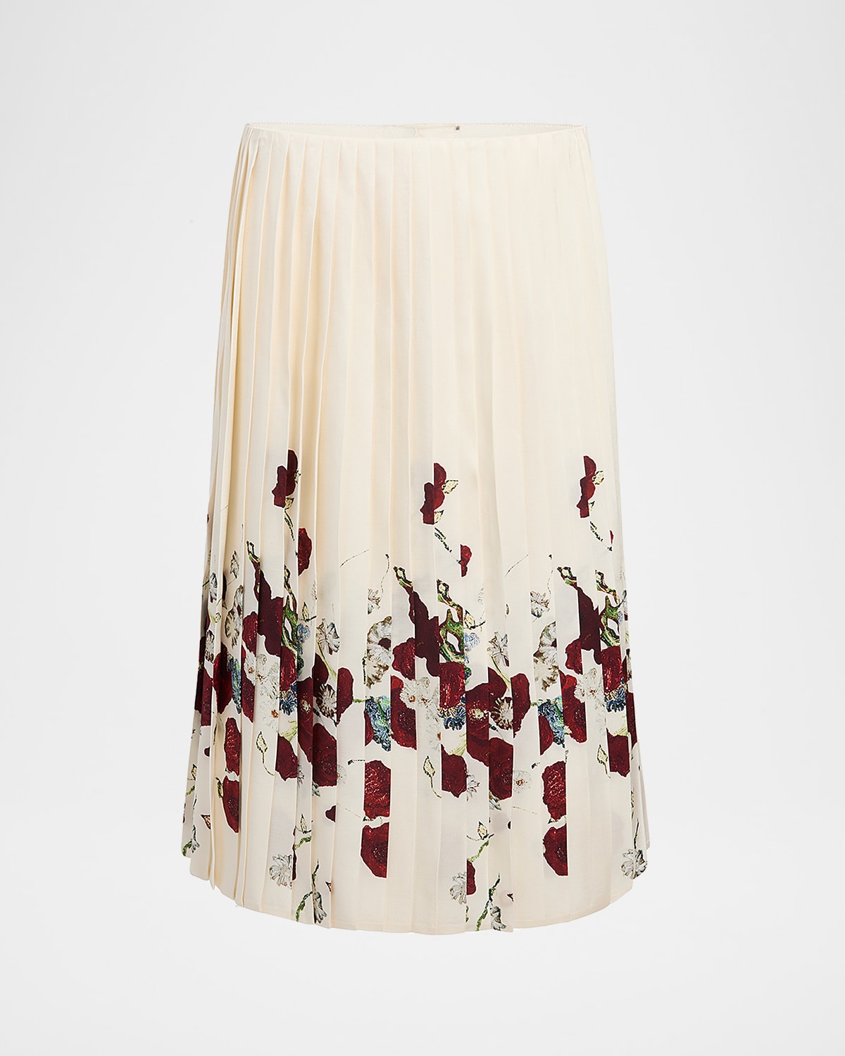 Khaite Anya Floral Pleated Midi Skirt