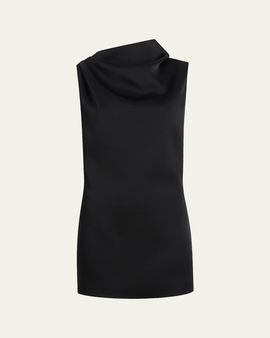 Khaite Astor Cowl-Neck Sleeveless Mini Dress