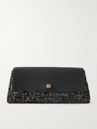 KHAITE Audrey textured-leather and raffia clutch