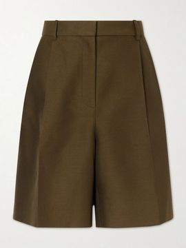 KHAITE Auggie pleated wool and silk-blend shorts