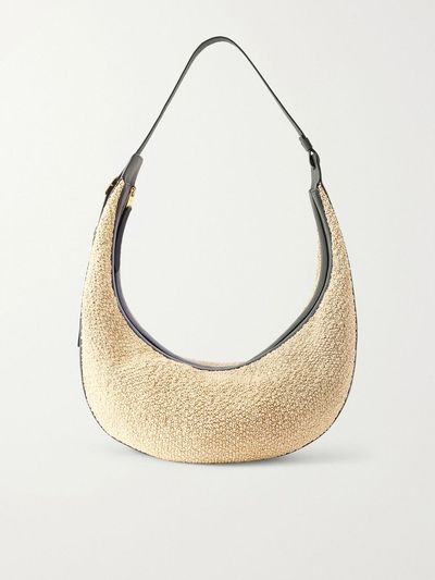 KHAITE Augustina leather-trimmed raffia shoulder bag