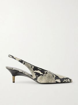KHAITE Bella snake-effect leather slingback pumps