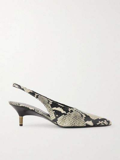 KHAITE Bella snake-effect leather slingback pumps