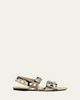 Khaite Boden Studded Snake-Printed Leather Flat Sandals - 1