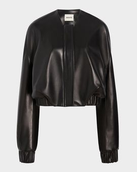 Khaite Cordan Leather Bubble Jacket