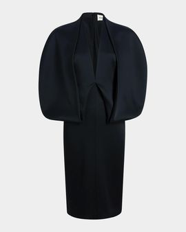 Khaite Dakota Sculpted Cape Midi Dress