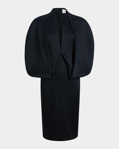 Khaite Dakota Sculpted Cape Midi Dress