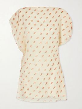 KHAITE Erin floral-print silk-organza mini dress